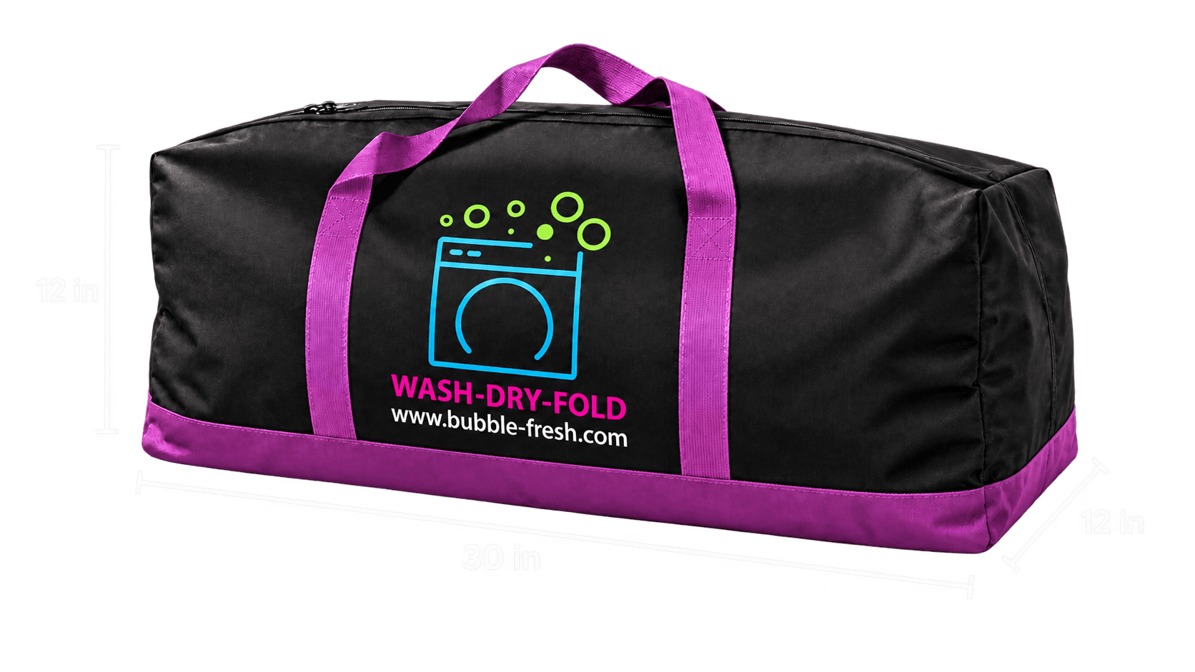 Official 20-gallon Bubble Fresh laundry bag measuring 30 inches by 12 inches by 12 inches